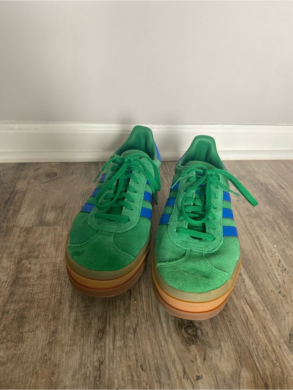 adidas Green and Blue Suede Platform Sneakers - Picture 3 of 8